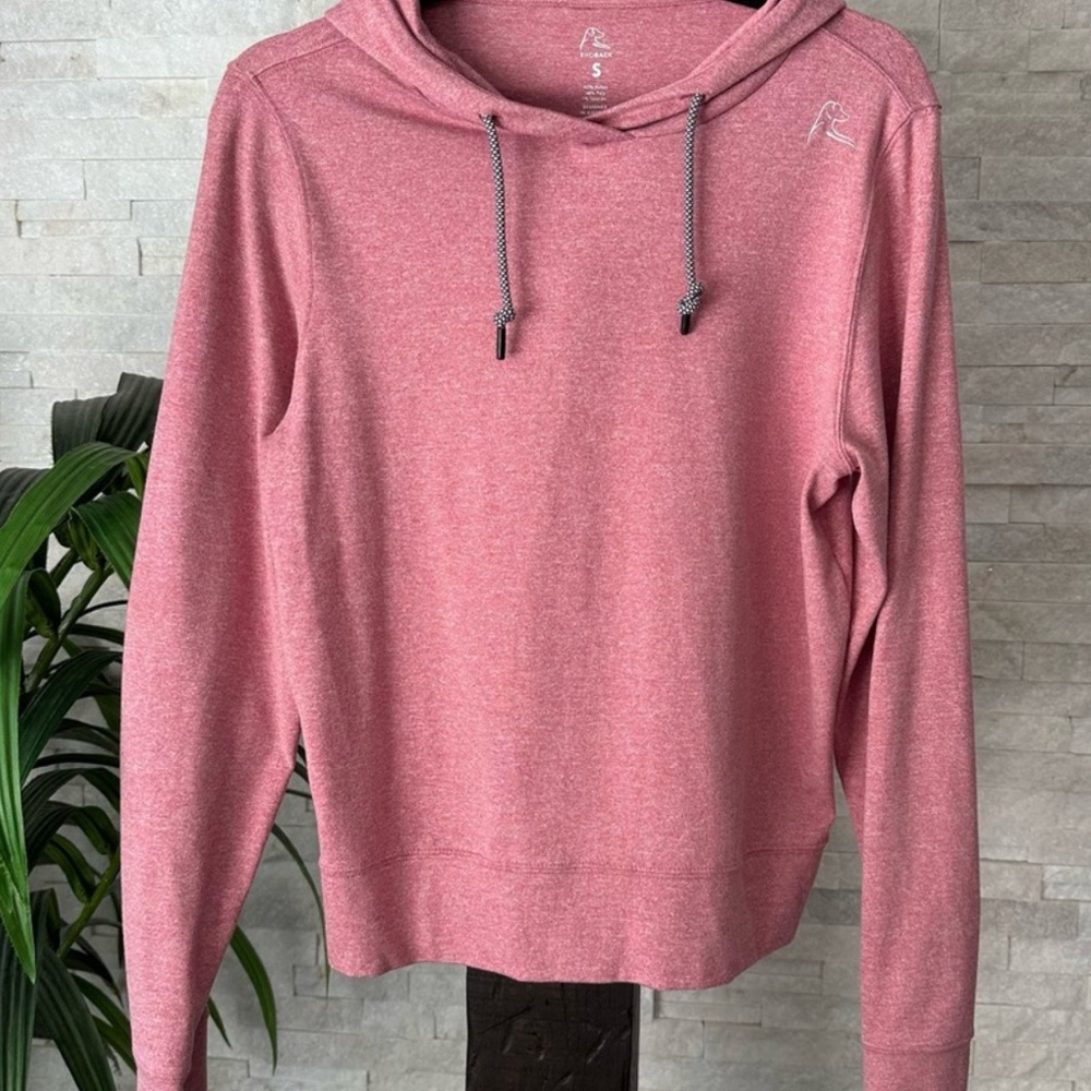 Rhoback Tempo Performance Hoodie in Heathered Dusk Pink/Lotus Pink Size Small